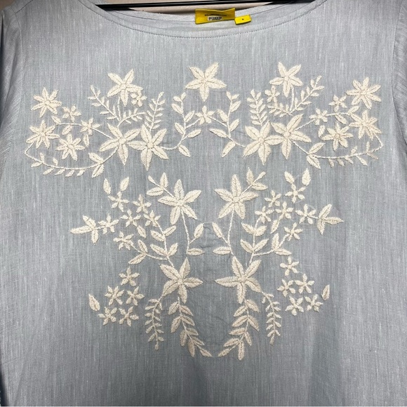 Roller Rabbit Women 100% Linen Ebonie Dress Small Blue Embroidered Spring Coasta - Picture 7 of 10